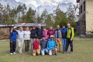le groupe de trekkeur du tour des Annapournas au népal